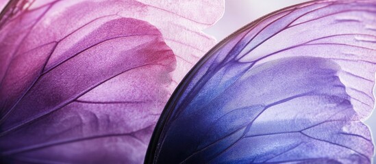 Fototapete - Vibrant Abstract Butterfly Wings in Violet Shades on Soft Natural Background with Copyspace for Creative Designs or Text Insertion