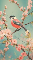 Wall Mural - Flower bird outdoors blossom.