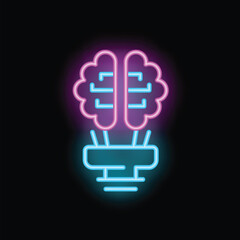 Poster - Neon brain transforming into a light bulb, representing the power of ideas, creativity, and innovation
