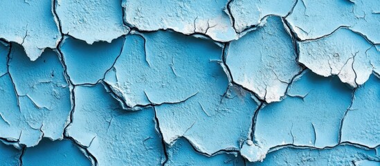 Aufkleber - Blue peeled paint texture on a wall with cracked surface and color variations Copy Space