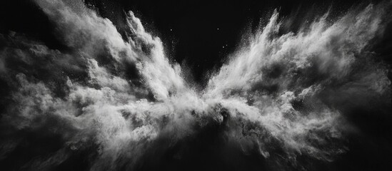 Wall Mural - black and white abstract cloud formation resembling butterfly wings against a dark background with s
