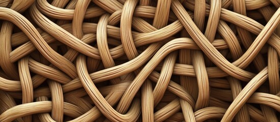 Aufkleber - Woven texture pattern of intertwined natural brown fibers creating an abstract background with Copy Space for text placement