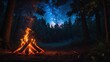© Purnama Alam - Campfire Under Starry Night Sky in Forest
