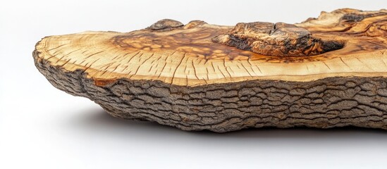 Aufkleber - Natural wooden surface with detailed texture and growth rings on a light background, featuring copy space for text placement