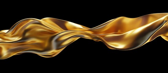 Aufkleber - Flowing golden metallic wave texture against black background