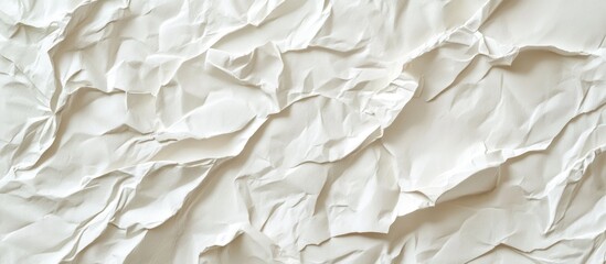 Wall Mural - Crumpled White Paper Texture Background with Copy Space for Text or Design Elements