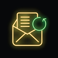 Poster - Glowing neon icon of email marketing showing the concept of retargeting strategy