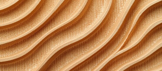 Wall Mural - Textured wood surface with undulating waves in light beige color showing intricate grain patterns and smooth finish for decor projects. Copy Space