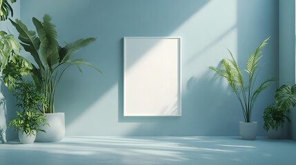 Aufkleber - Peaceful and tranquil indoor setting with lush tropical plants sunlight streaming through the windows and a minimalist elegant design aesthetic  This natural eco friendly space creates a calming