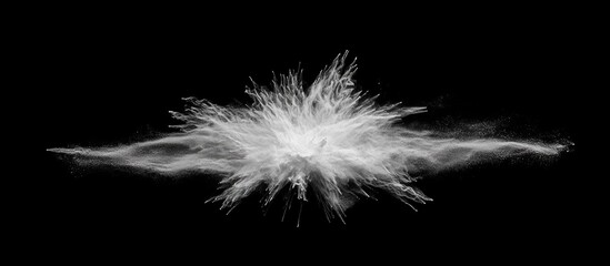 Wall Mural - white explosion shape against black background isolated on black with smoke effect suitable for desi