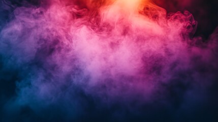 Poster - Deep Purples and Black Smoke Layers with Faint Light Streaks Creating Depth in Abstract Background