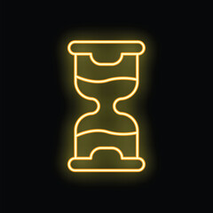Poster - Neon sign illustrating an hourglass with flowing sand, symbolizing time passing