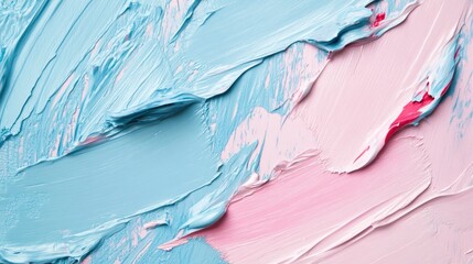 Aufkleber - colorful abstract painting texture with light blue and pink oil paint strokes with depth and movemen