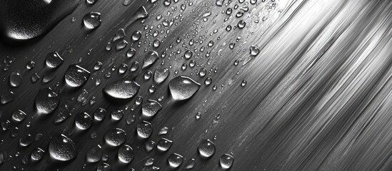 Aufkleber - water droplets on smooth metallic surface with light reflections