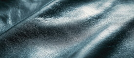 Aufkleber - Textured close-up of glossy teal leather surface with light reflections and folds suitable for background or design use Copy Space