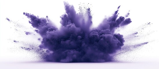 Aufkleber - Purple powder explosion on white background with dynamic splashes and particles Copy Space