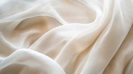 Aufkleber - Light and airy textured fabric draped in soft folds with neutral tones and copy space for design use