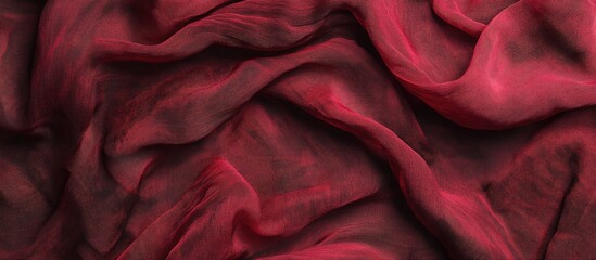 Aufkleber - Red crumpled fabric texture background with folds and shadows