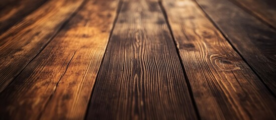 Aufkleber - Rustic wooden floor texture in warm tones with natural grain patterns and shadows Copy Space