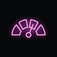 Poster - Bright pink neon sign of a speedometer is glowing on a dark background