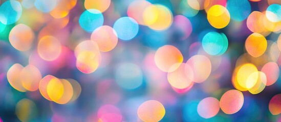 Aufkleber - Abstract multicolored bokeh lights background with vibrant circular patterns and bluish tones