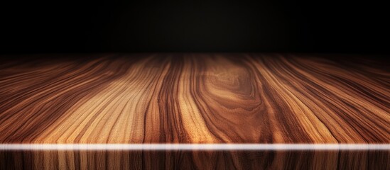 Aufkleber - Wooden tabletop with rich grain pattern on a dark background ideal for product display Copy Space