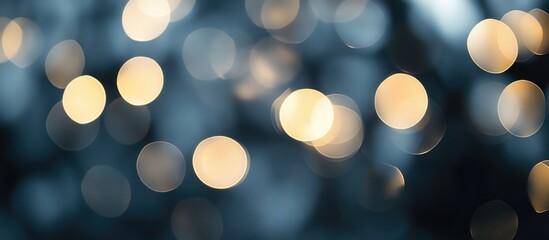 Poster - Abstract soft focus background with circular bokeh lights in warm tones and cool blue backdrop Copy Space