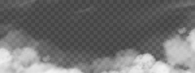 Wall Mural - White cloud sky background,Vector Fog,Smoke isolated on transparent,Nature cloudy,food smoke symbol.Weather element pattern art,Realistic Cloud texture,fire smoke wave