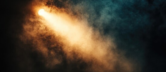 Aufkleber - Light beam illuminating smoky background with contrasting blue and orange tones creating dramatic atmosphere and copy space.
