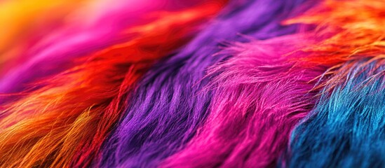 Aufkleber - Colorful vibrant fur texture with shades of red, purple, blue, and orange suitable for background design and copy space.
