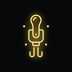 Poster - Bright yellow neon icon of an electric plug, illuminating the concept of power supply