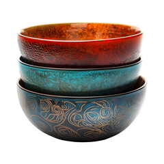 Modern Nested Mixing Bowl Set with Intricate Embossing Isolated on Transparent Background