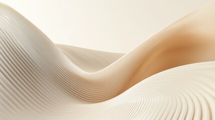 Fototapete - A visually striking 3D render featuring abstract rounded lines gracefully flowing across a light background.