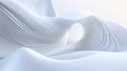 Fototapete - A visually striking 3D render featuring abstract rounded lines gracefully flowing across a light background.