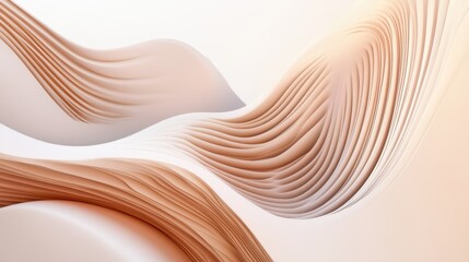 Fototapete - A visually striking 3D render featuring abstract rounded lines gracefully flowing across a light background.