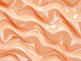 Aufkleber - Peach Liquid Swirls: Abstract image of flowing peach-colored liquid creating elegant, undulating swirls and waves.  The texture is smooth and glossy with a high sheen.