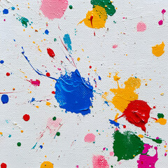 Poster - Abstract Splatter: A vibrant abstract artwork bursts with color, showcasing a dynamic splash of paint in shades of blue, yellow, red, green, and pink.
