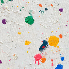 Poster - Artistic Splatter: An abstract close-up showcases vibrant paint splatters on a textured surface, creating a visual symphony of color and form.