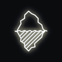 Poster - White glowing neon line iceberg icon isolated on black background
