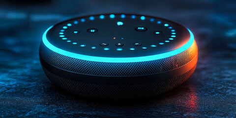 Poster - ai voice assistant in modern smart speaker device with interactive features