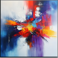 Poster - Vibrant Symphony: An abstract artwork bursts with energy, a kaleidoscope of color and dynamic brushstrokes converging into a harmonious explosion.