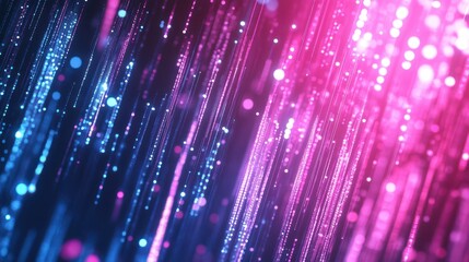 Poster - Abstract digital background featuring vertical pink and blue light dots, creating a visually striking and dynamic effect.