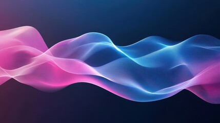 Leinwandbilder - Abstract neon blue and pink waves with smooth curves and soft shadows, creating a fluid gradient motion against a clean, modern background. The design features dynamic lines and a minimal backdrop.