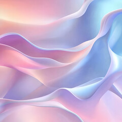 Poster - Flowing Waves of Color: An abstract display of soft, rippling layers in pastel hues, evoking a sense of gentle movement and serenity.