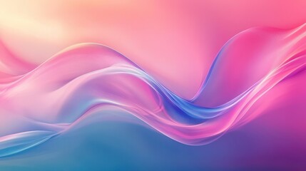 Leinwandbilder - Abstract neon blue and pink waves with smooth curves and soft shadows, creating a fluid gradient motion against a clean, modern background. The design features dynamic lines and a minimal backdrop.