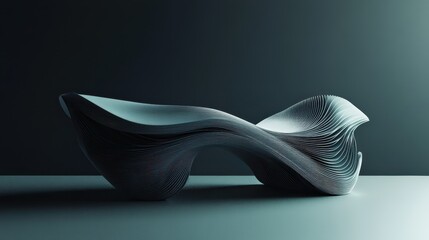 Poster - An abstract futuristic shape with a sleek, 3D render showcases cutting-edge design and modern aesthetics.
