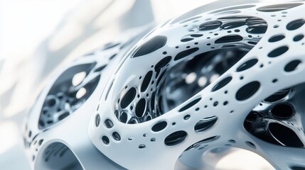 Poster - An abstract futuristic shape with a sleek, 3D render showcases cutting-edge design and modern aesthetics.