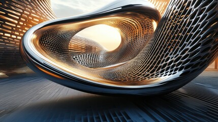 Aufkleber - An abstract futuristic shape with a sleek, 3D render showcases cutting-edge design and modern aesthetics.