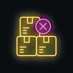 Poster - Neon sign representing a rejected parcel, symbolizing unsuccessful delivery attempt, ideal for themes like logistics and e commerce