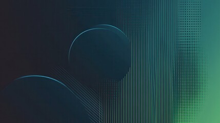 Fototapete - An abstract grainy gradient background featuring minimalistic geometric shapes in blue and green hues. 